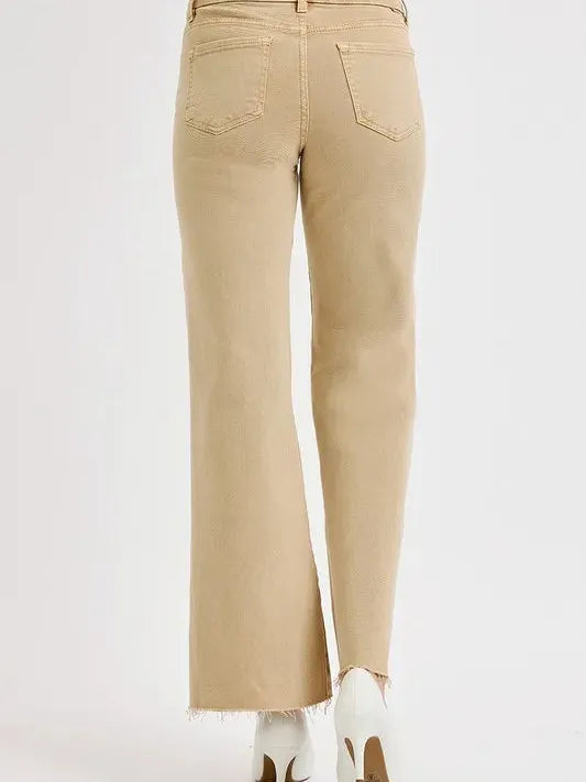 Risen Tan Trendsetters Wide Leg Cropped Jeans-Women's Jeans-Shop Z & Joxa