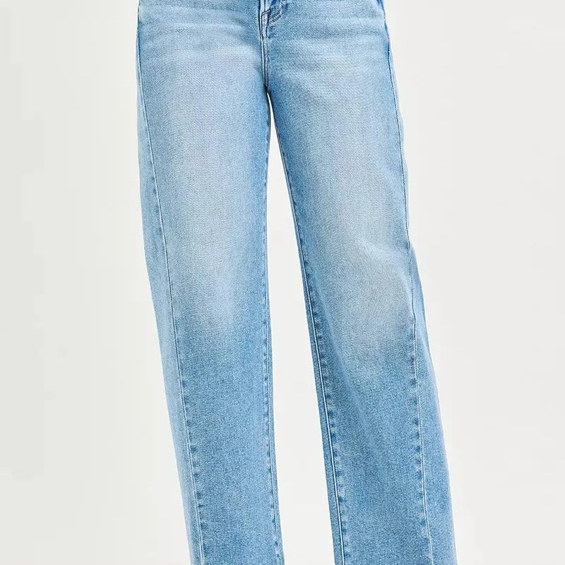 Risen Urban Arc Cropped Barrel Slouch Jeans with Curved Side Seam-Women's Jeans-Shop Z & Joxa