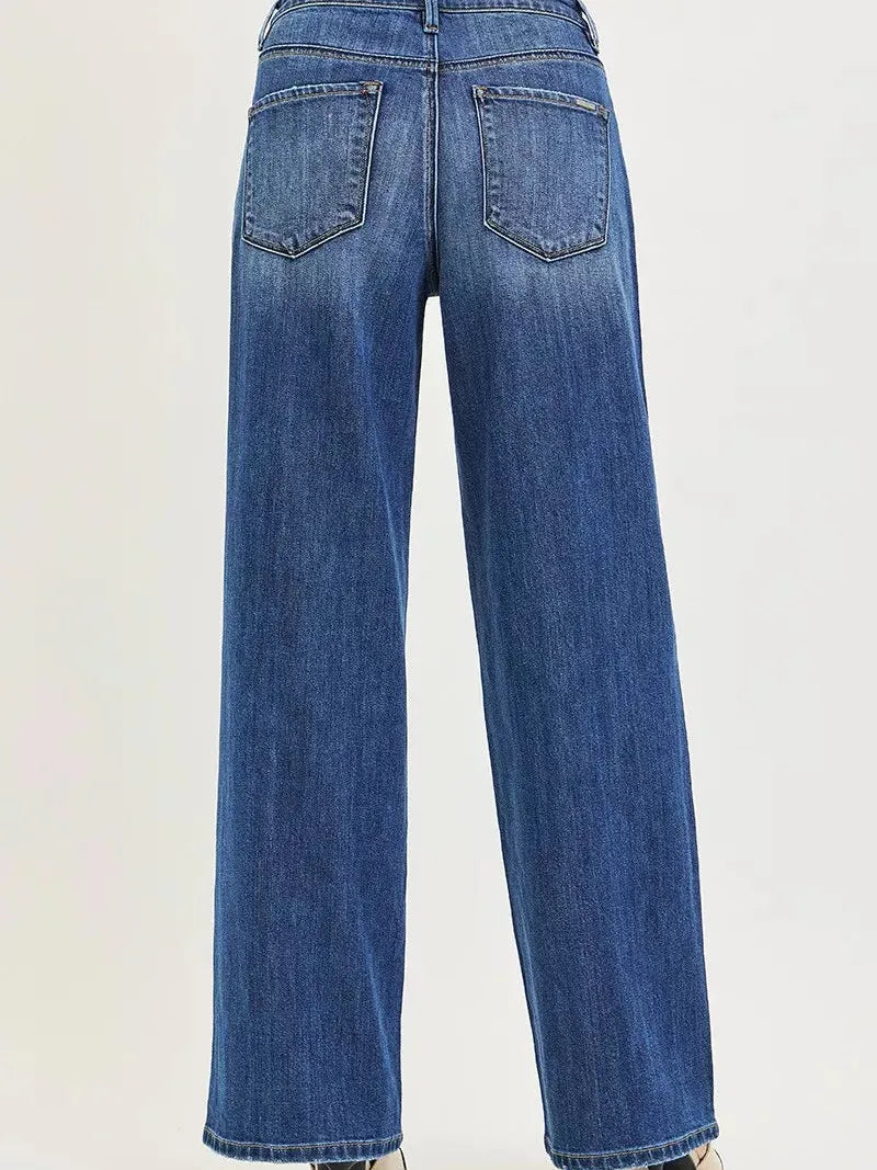 Risen Urban Bamboo Slouchy Baggy Wide Leg Jeans Dark Stone-Women's Jeans-Shop Z & Joxa