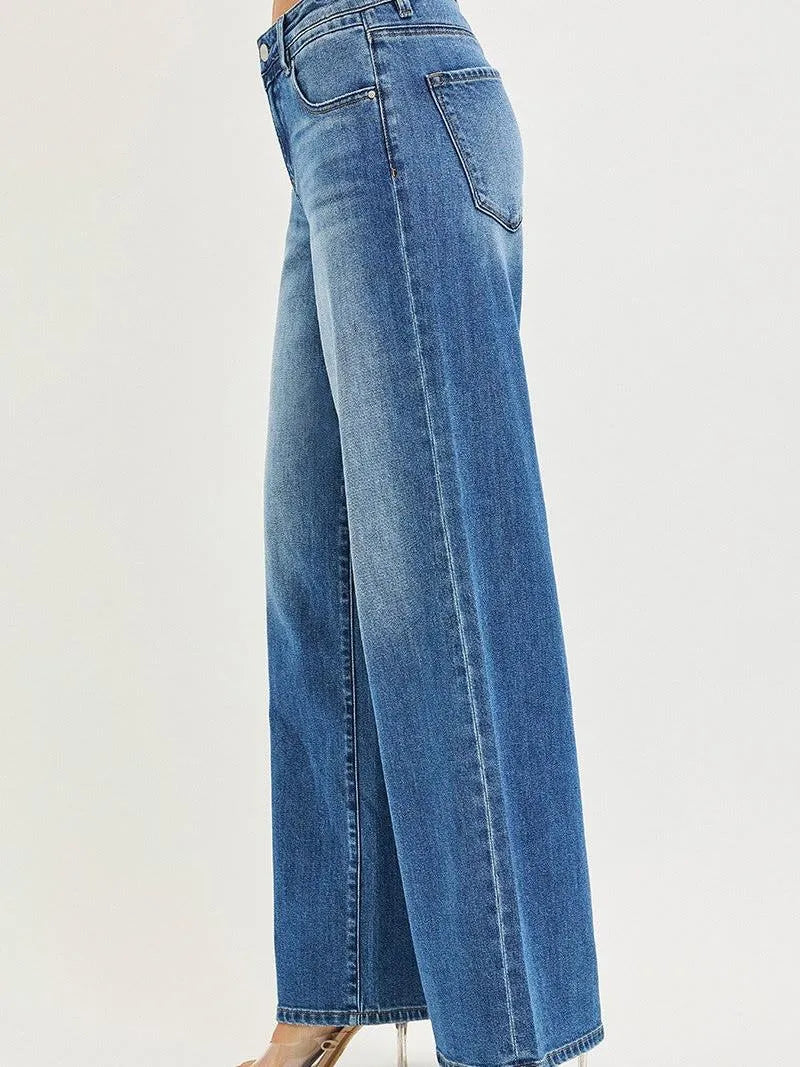 Risen Urban Bamboo Slouchy Baggy Wide Leg Jeans Medium Stone-Women's Jeans-Shop Z & Joxa
