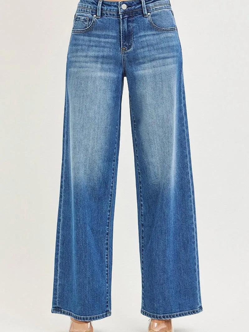 Risen Urban Bamboo Slouchy Baggy Wide Leg Jeans Medium Stone-Women's Jeans-Shop Z & Joxa