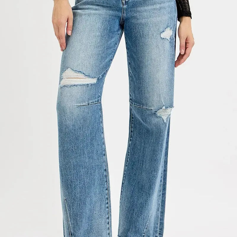Risen Urban Flow Wide Leg Mid-Rise Jeans-Women's Jeans-Shop Z & Joxa
