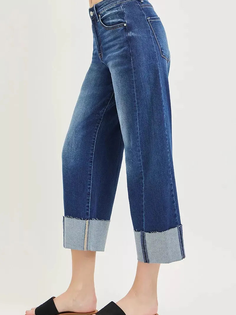 Risen Weekend Muse Slouchy Barrel Cuffed Crop Jeans-Women's Jeans-Shop Z & Joxa