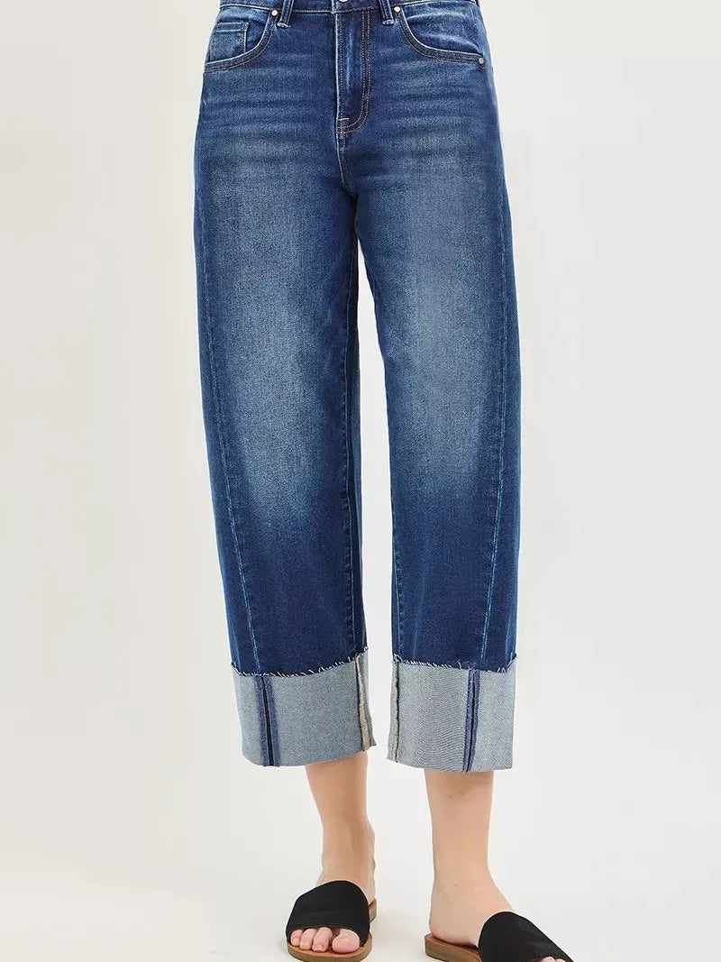 Risen Weekend Muse Slouchy Barrel Cuffed Crop Jeans-Women's Jeans-Shop Z & Joxa