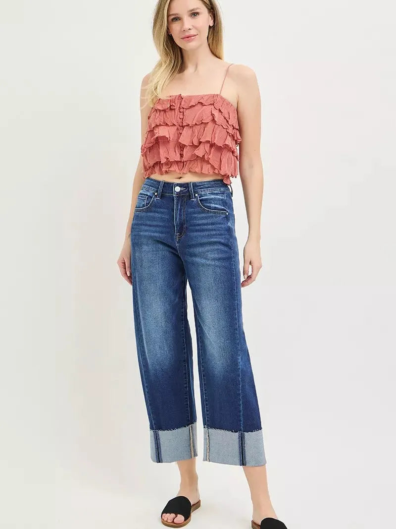 Risen Weekend Muse Slouchy Barrel Cuffed Crop Jeans-Women's Jeans-Shop Z & Joxa
