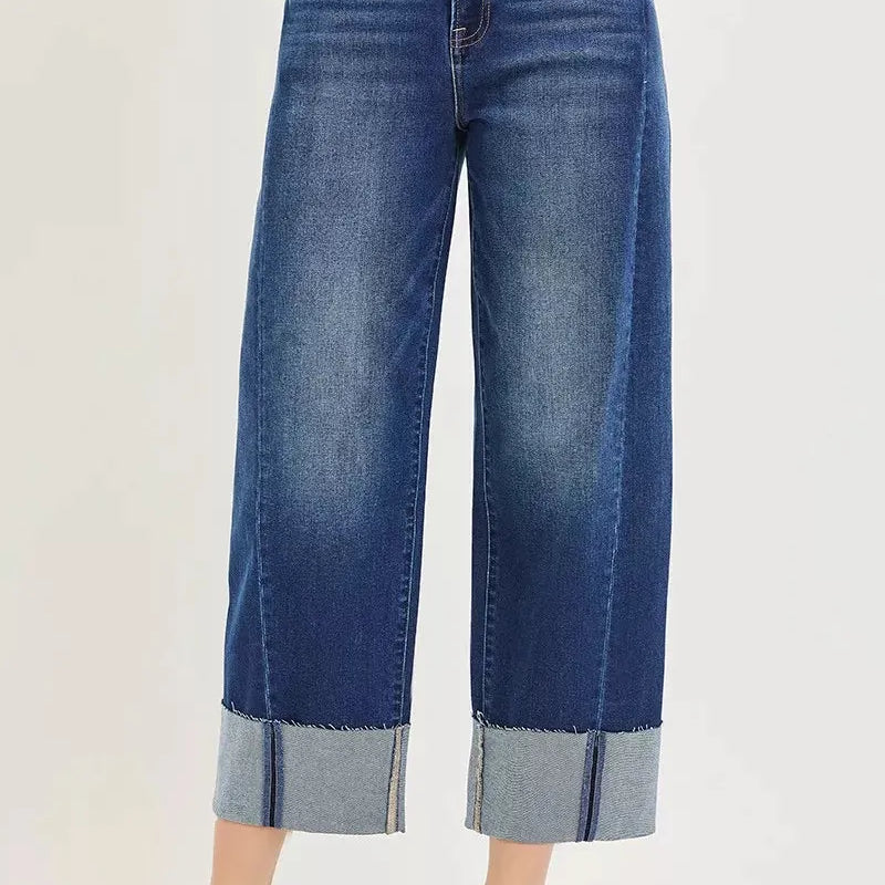 Risen Weekend Muse Slouchy Barrel Cuffed Crop Jeans-Women's Jeans-Shop Z & Joxa