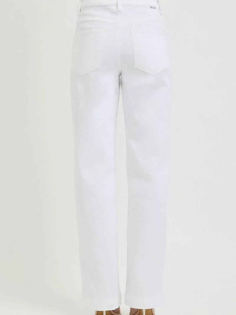 Risen White Drift High Rise Wide Leg Baggy Jeans-Women's Jeans-Shop Z & Joxa