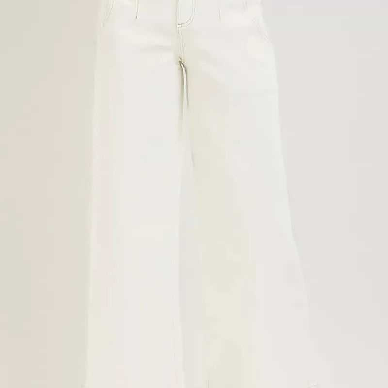 Risen Wide Awake High Rise Ankle Wide Pants in Cream-Women's Jeans-Shop Z & Joxa