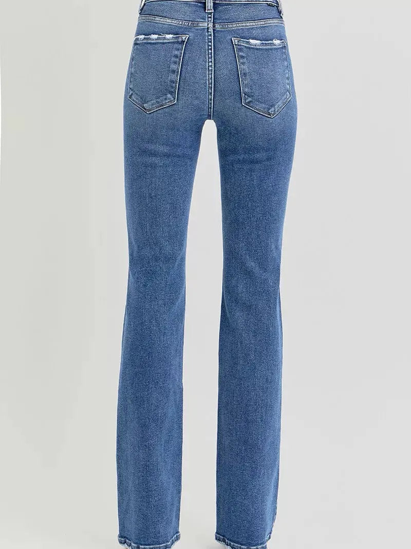 Risen Wild Spirit High Rise Distressed Straight Cut Jeans-Women's Jeans-Shop Z & Joxa