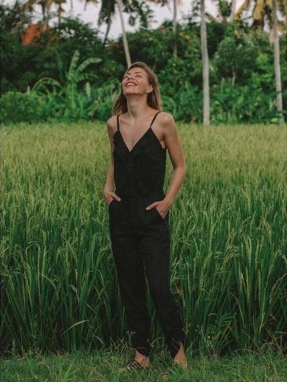 Ruffle Jumper in Solid Black | Ethical Fashion-Women's Clothing-Shop Z & Joxa