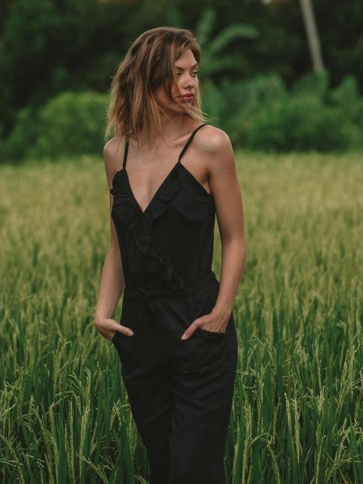 Ruffle Jumper in Solid Black | Ethical Fashion-Women's Clothing-Shop Z & Joxa