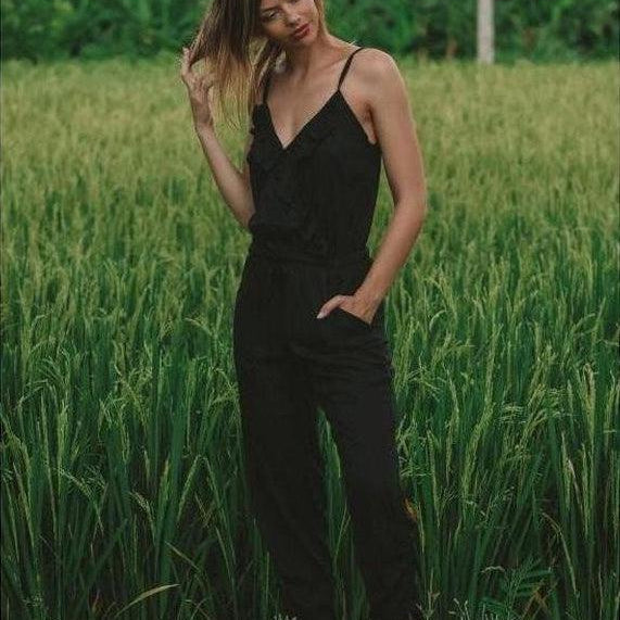 Ruffle Jumper in Solid Black | Ethical Fashion-Women's Clothing-Shop Z & Joxa