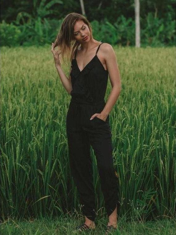 Ruffle Jumper in Solid Black | Ethical Fashion-Women's Clothing-Shop Z & Joxa