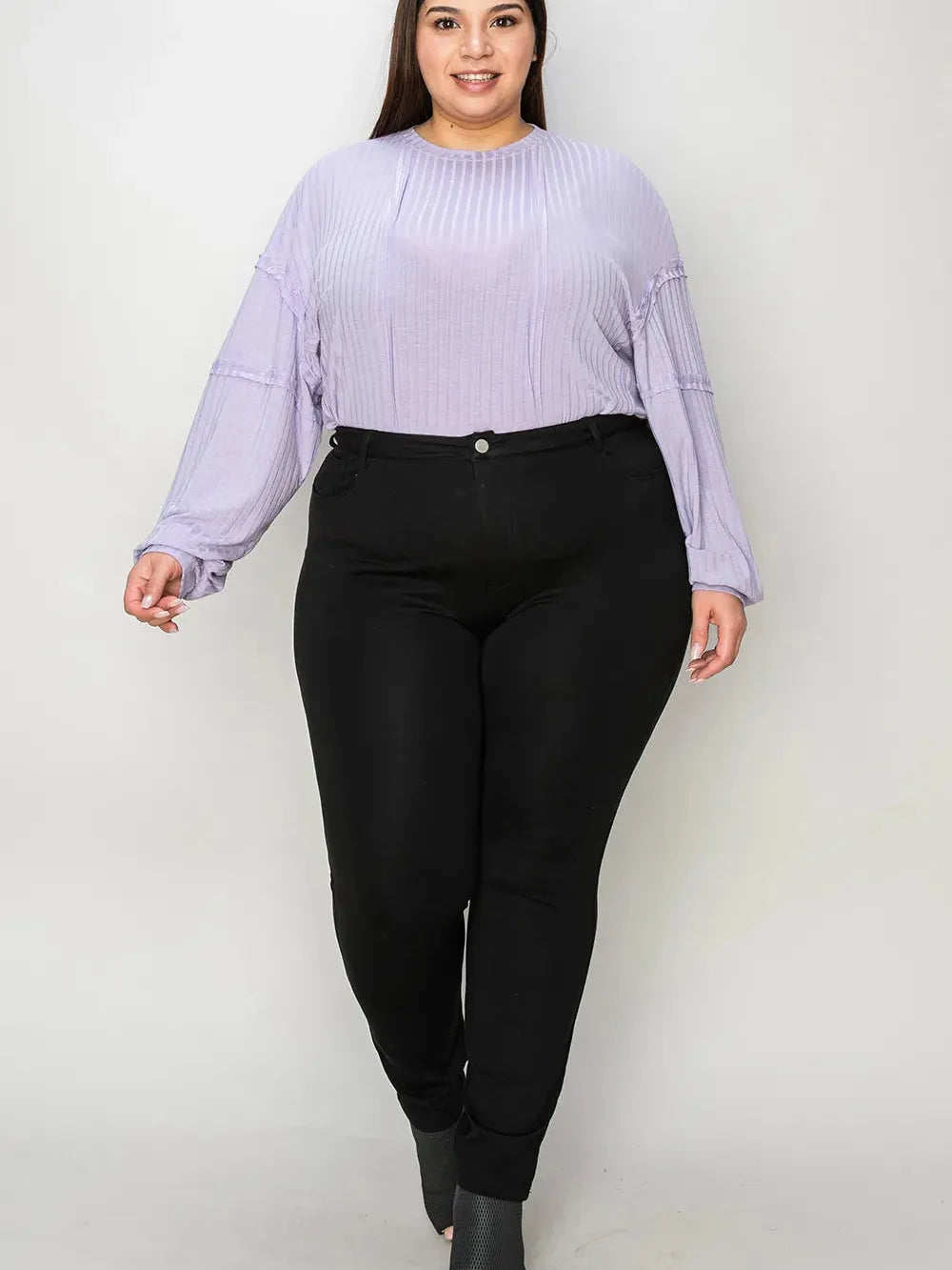 Seam It Up Ribbed Round Neck Long Sleeve Shirt By Basic Bae-Women's Shirts & Tops-Shop Z & Joxa