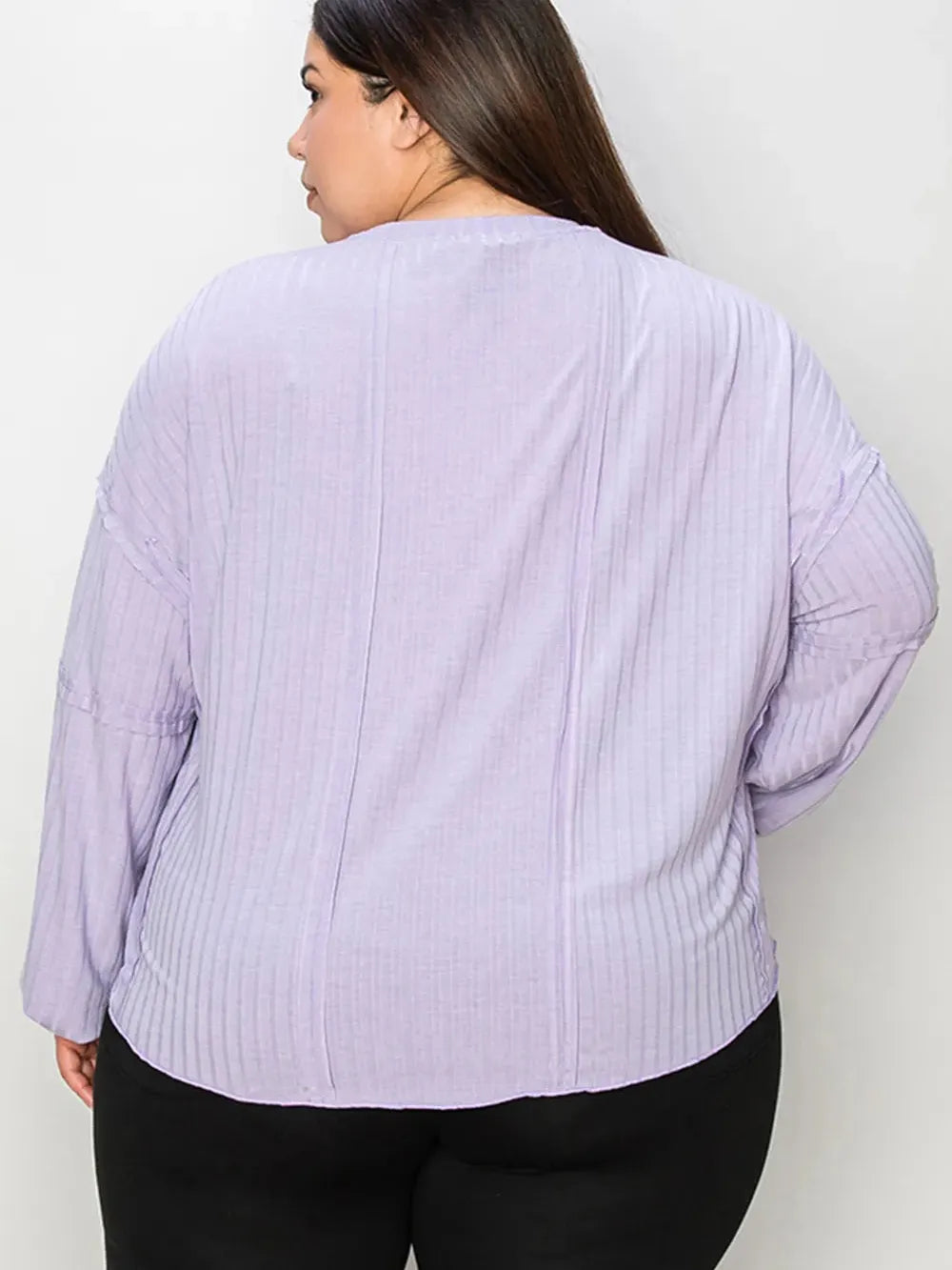 Seam It Up Ribbed Round Neck Long Sleeve Shirt By Basic Bae-Women's Shirts & Tops-Shop Z & Joxa