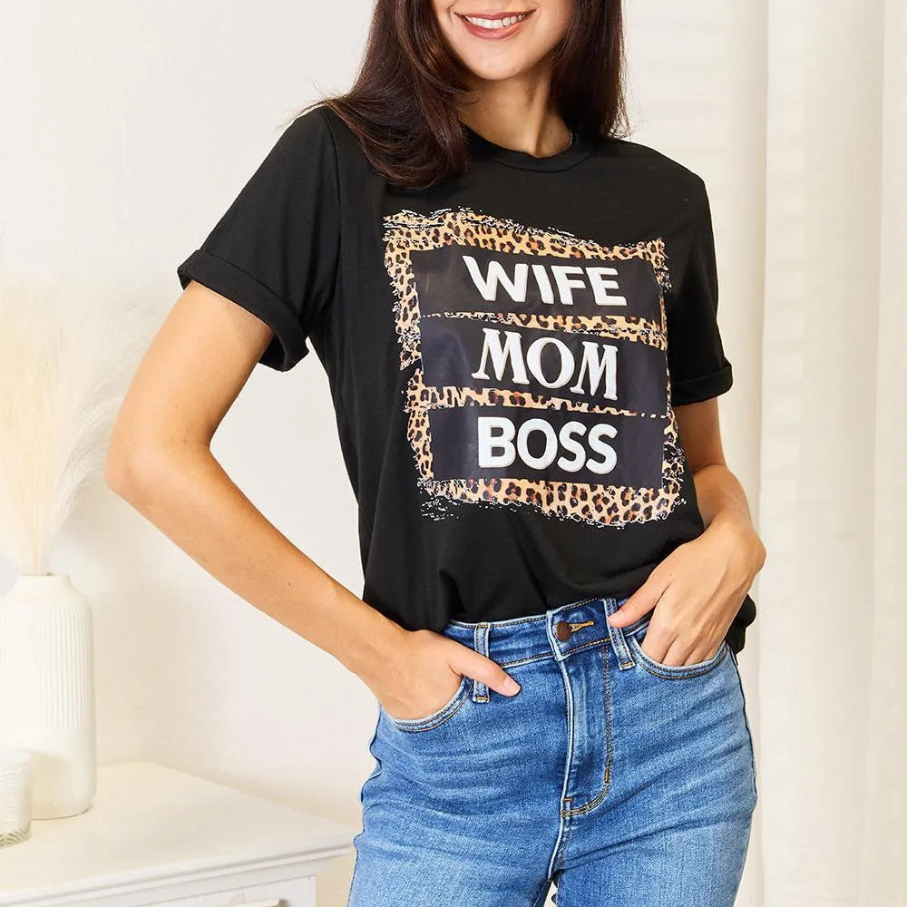 Simply Love Running the Show WIFE MOM BOSS Graphic T-Shirt-Women's Shirts & Tops-Shop Z & Joxa