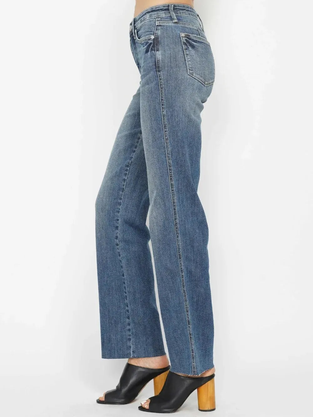 Sleek Fit Tummy Control Straight Cut Mid-rise Jeans by Judy Blue-Women's Jeans-Shop Z & Joxa