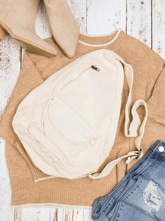 Slinging Along Oversized Canvas Sling Crossbody-Women's Accessories-Shop Z & Joxa