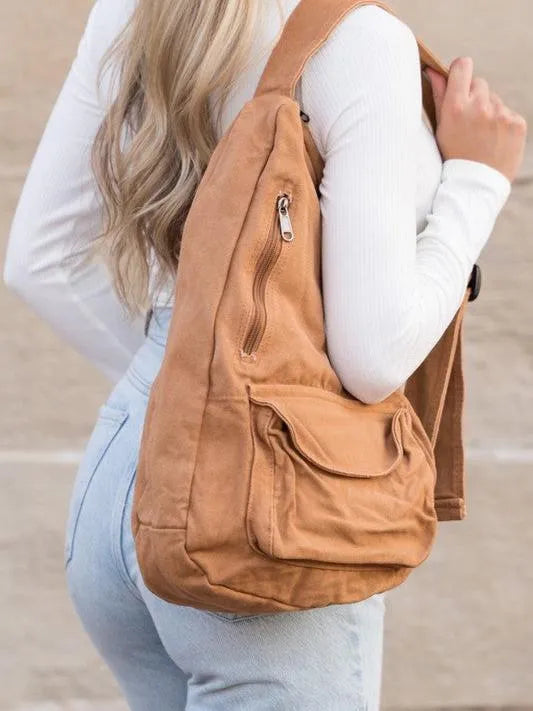 Slinging Along Oversized Canvas Sling Crossbody-Women's Accessories-Shop Z & Joxa