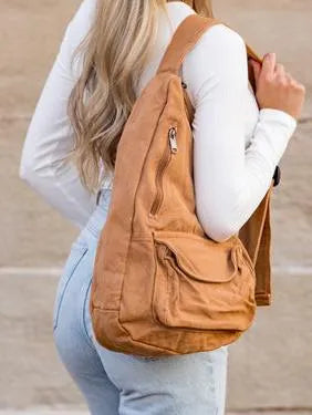 Slinging Along Oversized Canvas Sling Crossbody-Women's Accessories-Shop Z & Joxa