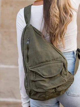 Slinging Along Oversized Canvas Sling Crossbody-Women's Accessories-Shop Z & Joxa