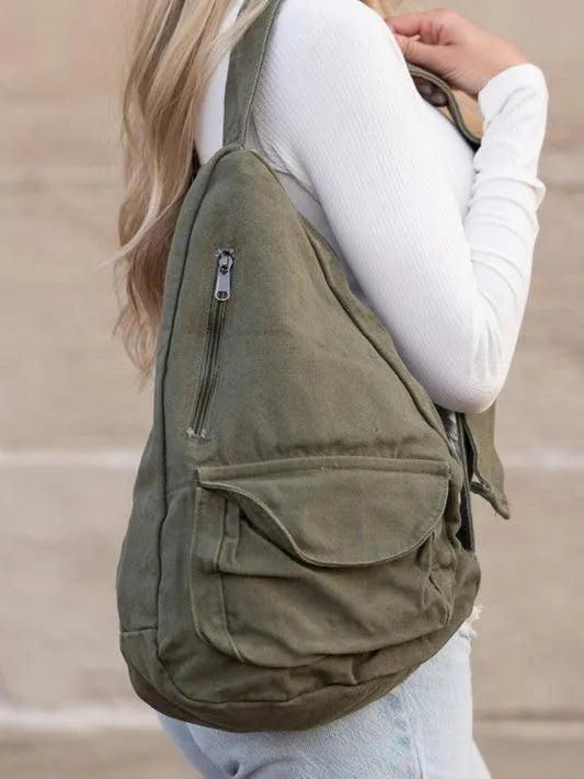 Slinging Along Oversized Canvas Sling Crossbody-Women's Accessories-Shop Z & Joxa