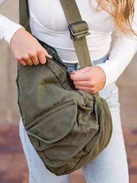 Slinging Along Oversized Canvas Sling Crossbody-Women's Accessories-Shop Z & Joxa