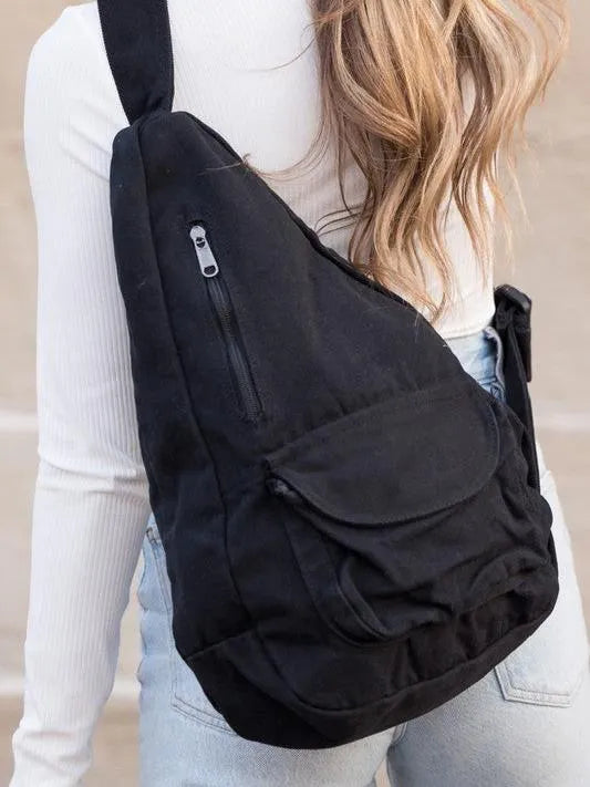 Slinging Along Oversized Canvas Sling Crossbody-Women's Accessories-Shop Z & Joxa