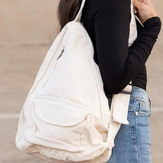 Slinging Along Oversized Canvas Sling Crossbody-Women's Accessories-Shop Z & Joxa