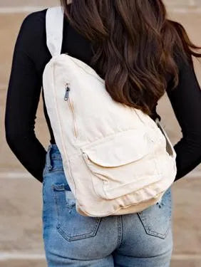Slinging Along Oversized Canvas Sling Crossbody-Women's Accessories-Shop Z & Joxa
