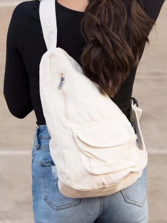 Slinging Along Oversized Canvas Sling Crossbody-Women's Accessories-Shop Z & Joxa