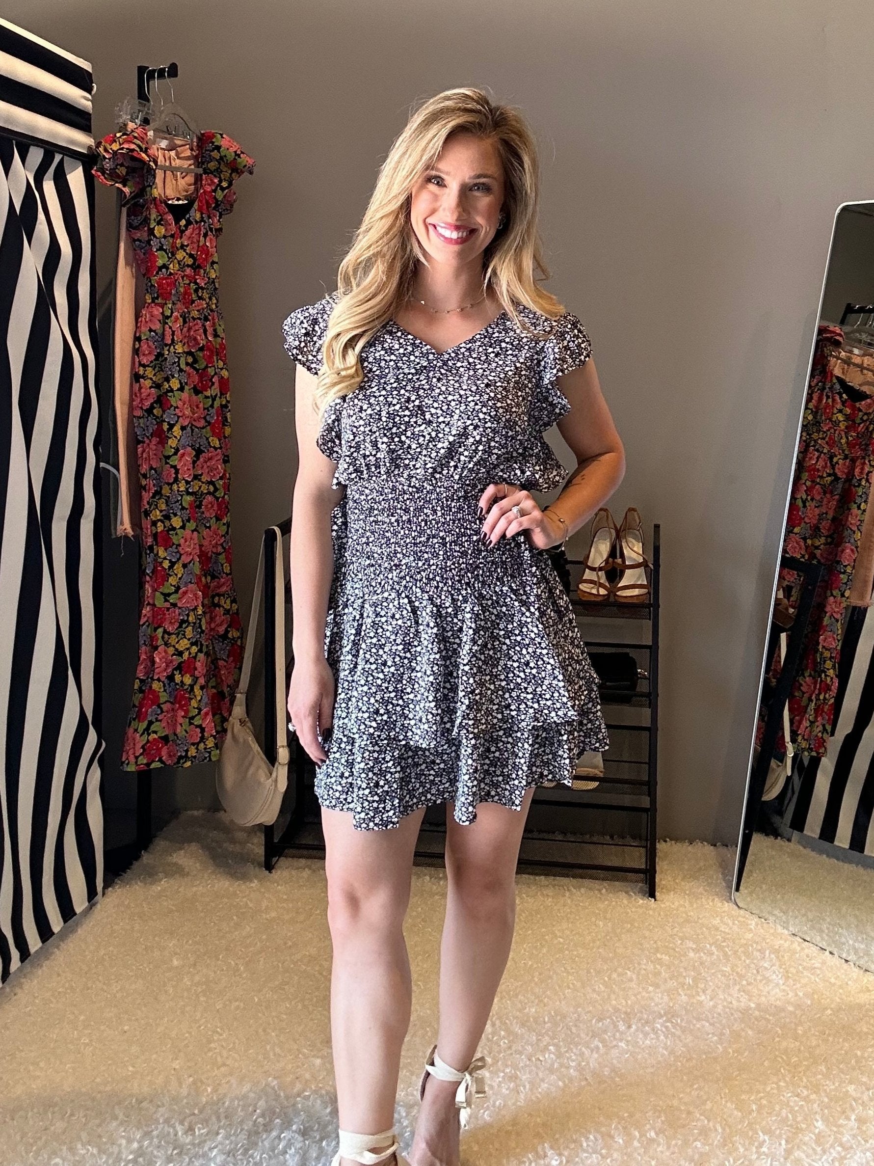 Smocked Just Right Small Floral Print Matching Set-Women's Sets-Shop Z & Joxa