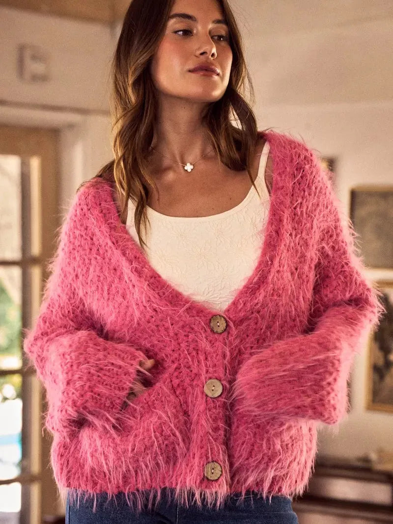 So Me Cozy in Pink Soft Touch Loose Fit Cozy Cardigan-Women's Shirts & Tops-Shop Z & Joxa