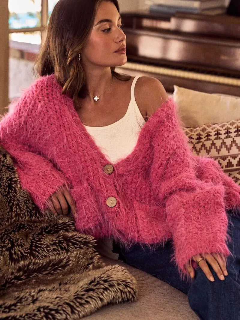 So Me Cozy in Pink Soft Touch Loose Fit Cozy Cardigan-Women's Shirts & Tops-Shop Z & Joxa