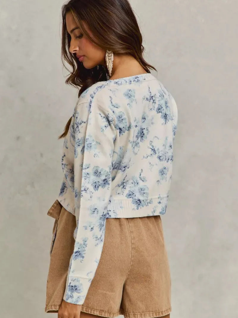 So Me Floral Rewind Vintage Floral Print Sweater Cardigan-Women's Shirts & Tops-Shop Z & Joxa