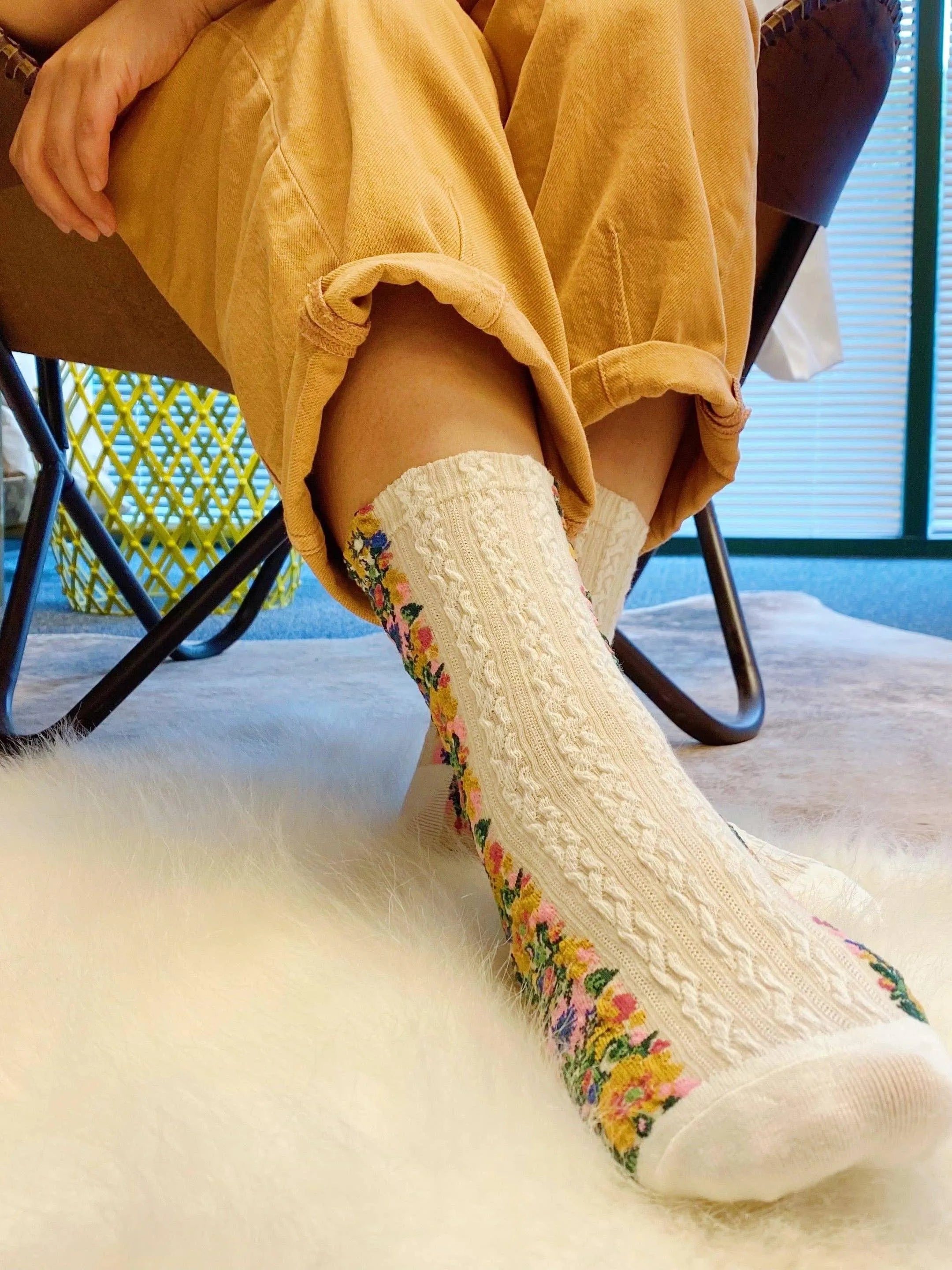 Sole Mates Only Luxe Knit Floral Fashion Socks-Women's Accessories-Shop Z & Joxa