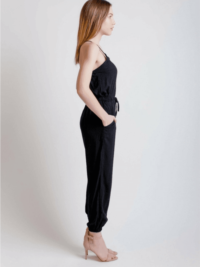 Solid Black Tank Jumper | Ethical Fashion-Women's Jumpsuits-Shop Z & Joxa