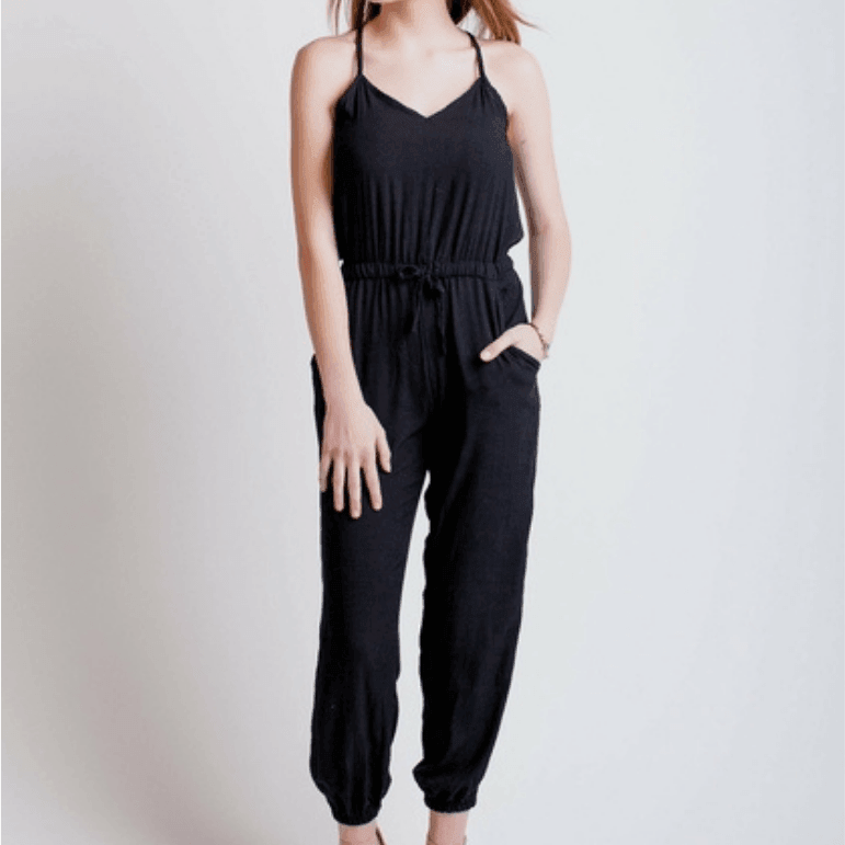 Solid Black Tank Jumper | Ethical Fashion-Women's Jumpsuits-Shop Z & Joxa