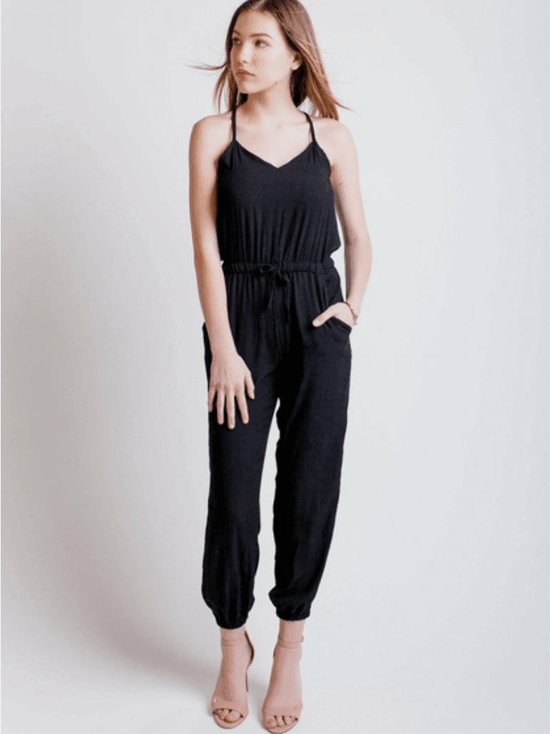 Solid Black Tank Jumper | Ethical Fashion-Women's Jumpsuits-Shop Z & Joxa