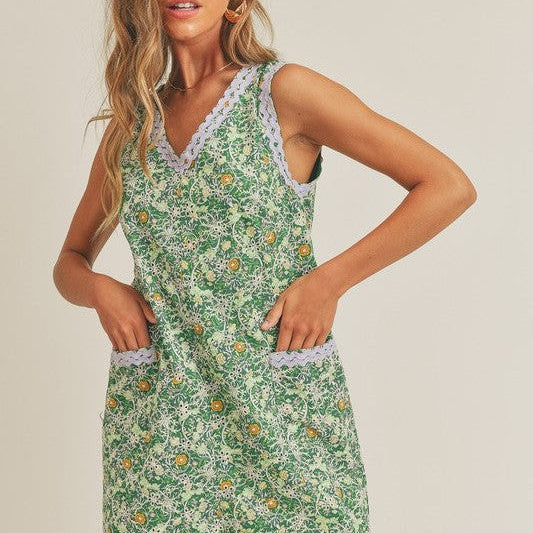 Spoil Yourself Today Lace Trimmed Floral Green Romper-Women's Rompers-Shop Z & Joxa