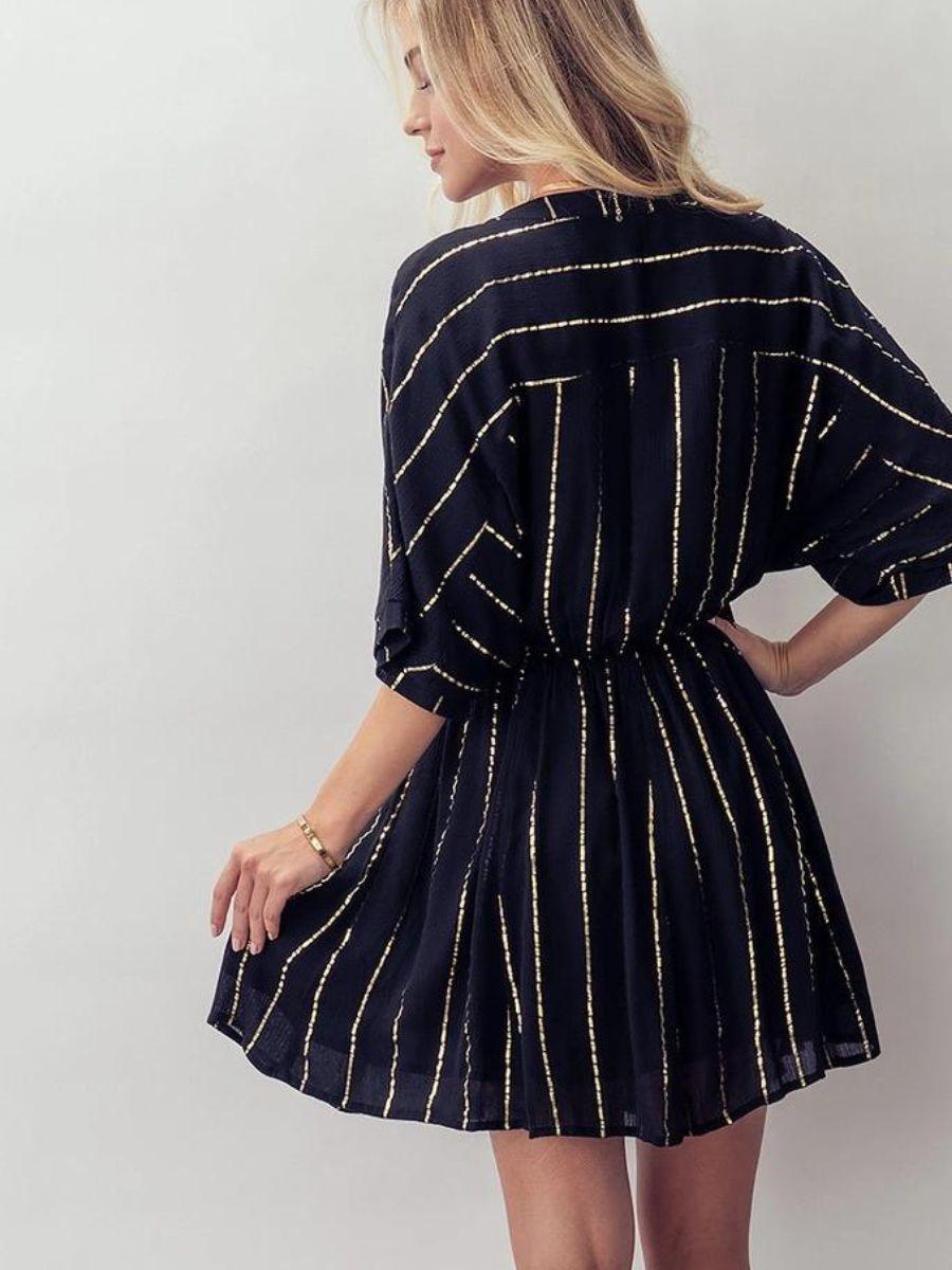 Stay Golden Gold Line Mini Party Dress-Women's Dresses-Shop Z & Joxa