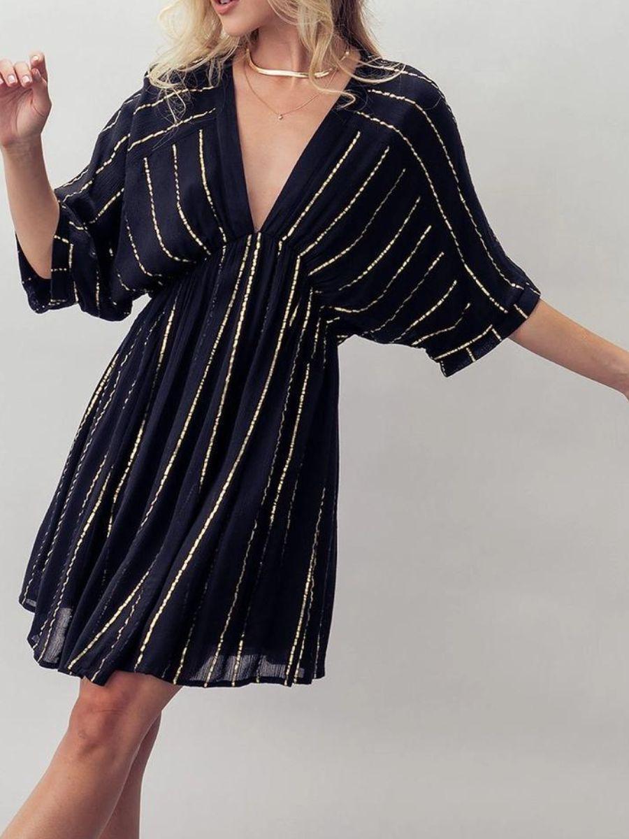 Stay Golden Gold Line Mini Party Dress-Women's Dresses-Shop Z & Joxa