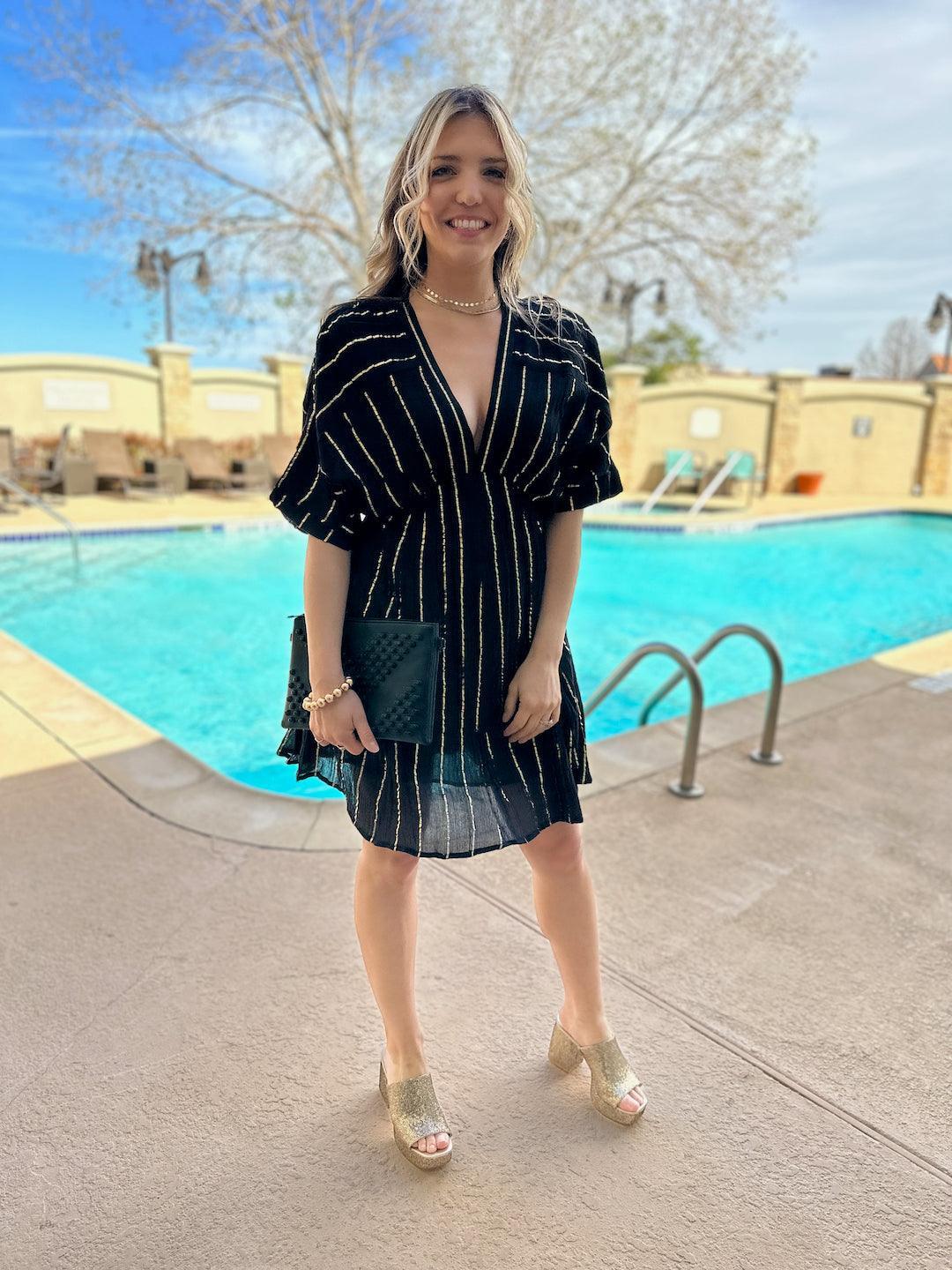 Stay Golden Gold Line Mini Party Dress-Women's Dresses-Shop Z & Joxa