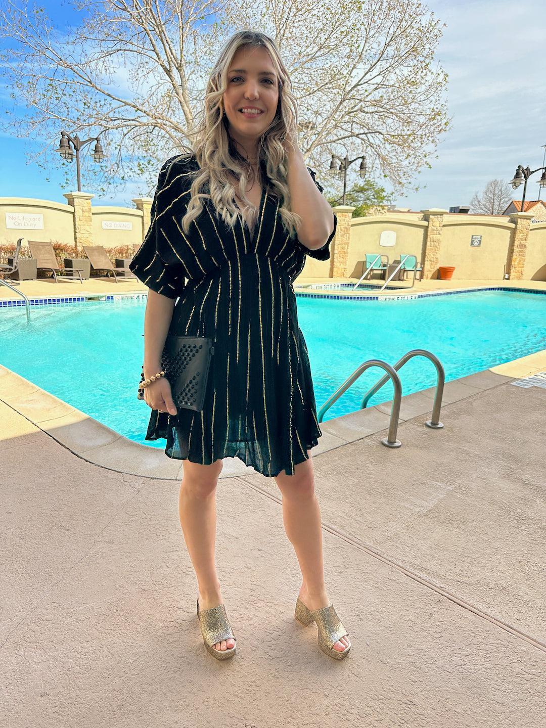 Stay Golden Gold Line Mini Party Dress-Women's Dresses-Shop Z & Joxa