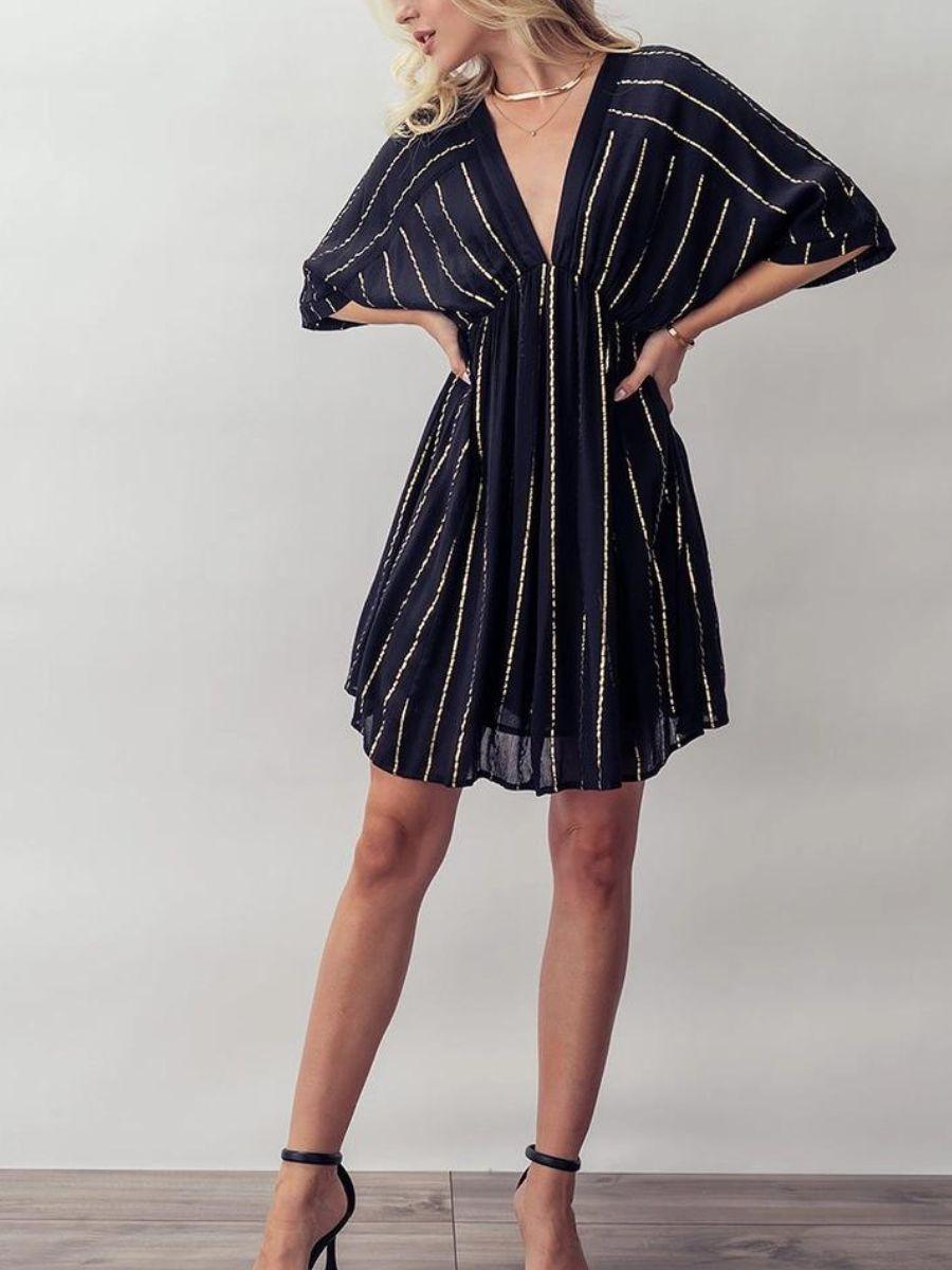 Stay Golden Gold Line Mini Party Dress-Women's Dresses-Shop Z & Joxa