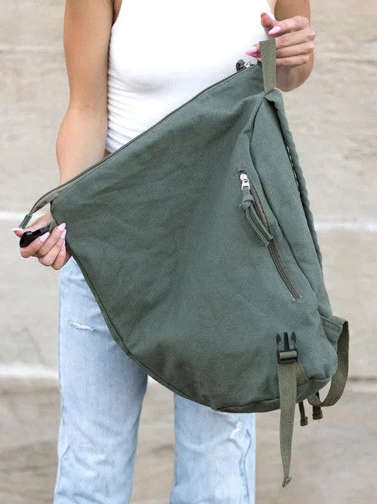 Staying Cool in a Busy World Asymmetric Canvas Backpack-Women's Accessories-Shop Z & Joxa
