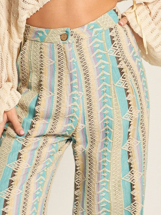 Step into Sunshine Embroidered Pants with Wooden Button-Women's Clothing-Shop Z & Joxa