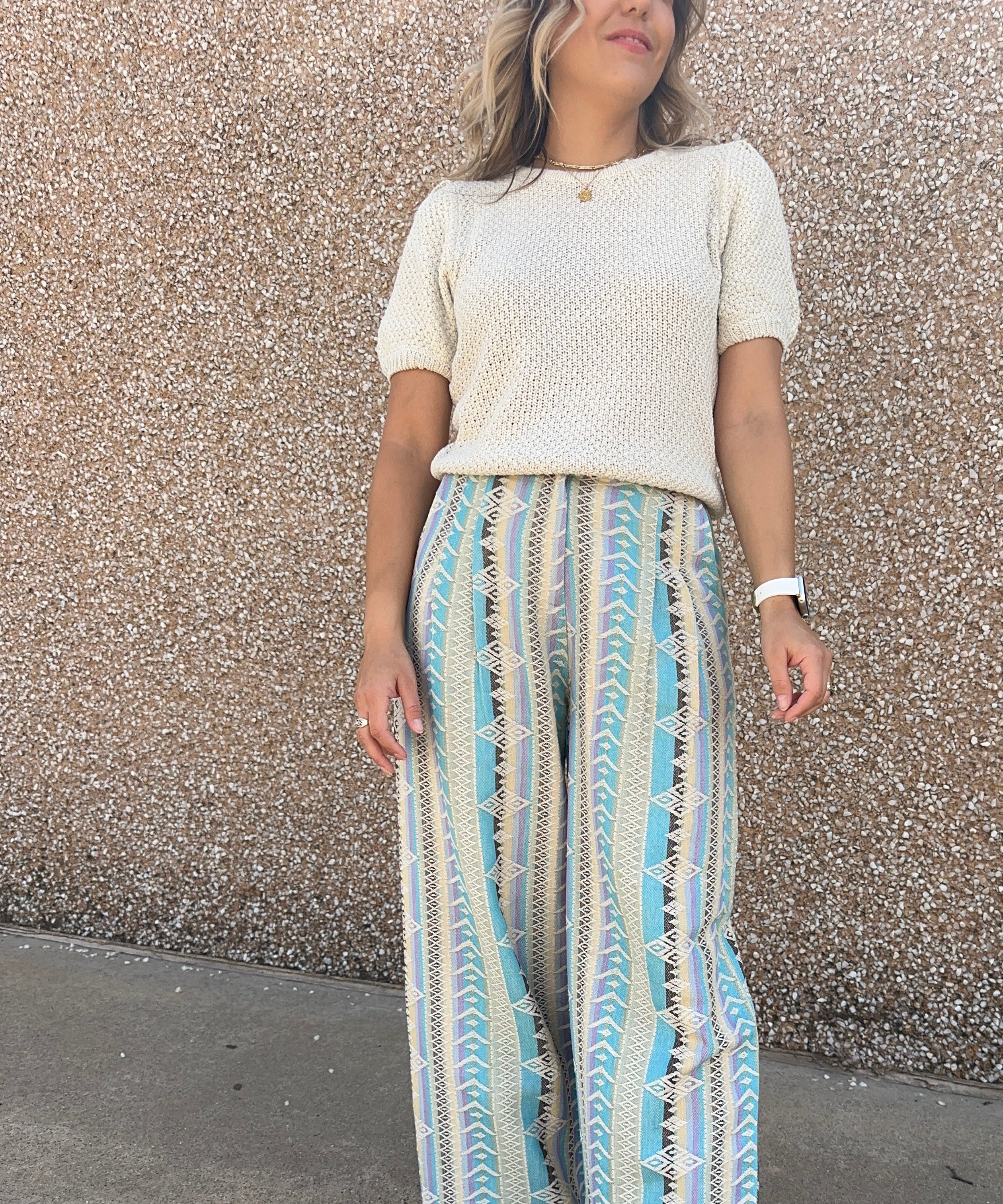 Step into Sunshine Embroidered Pants with Wooden Button-Women's Clothing-Shop Z & Joxa