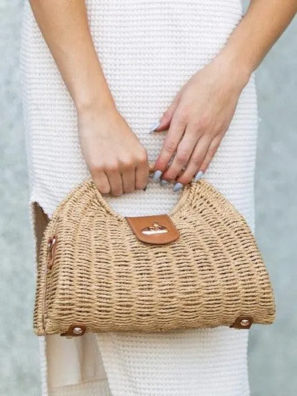 Straw Meets Style Stella Woven Straw Crossbody Bag-Women's Accessories-Shop Z & Joxa