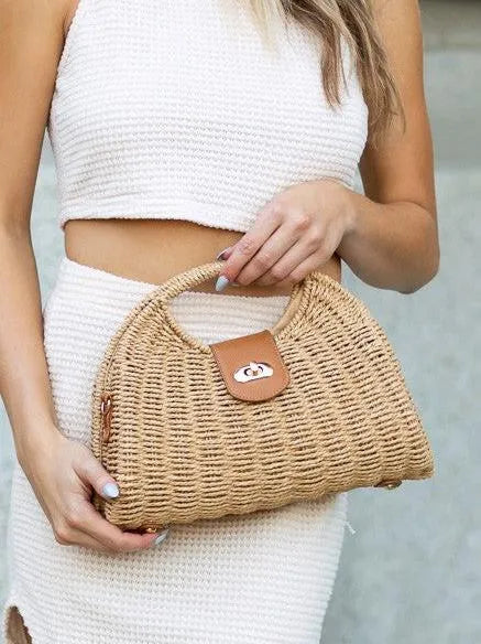 Straw Meets Style Stella Woven Straw Crossbody Bag-Women's Accessories-Shop Z & Joxa